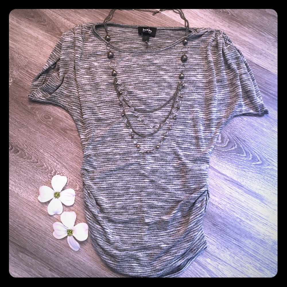 Sexy and soft metallic silver sweater top